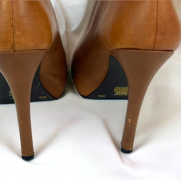 Jessica Simpson Womens Brown Leather Booties High Back Size 9 - Picture 6 of 13
